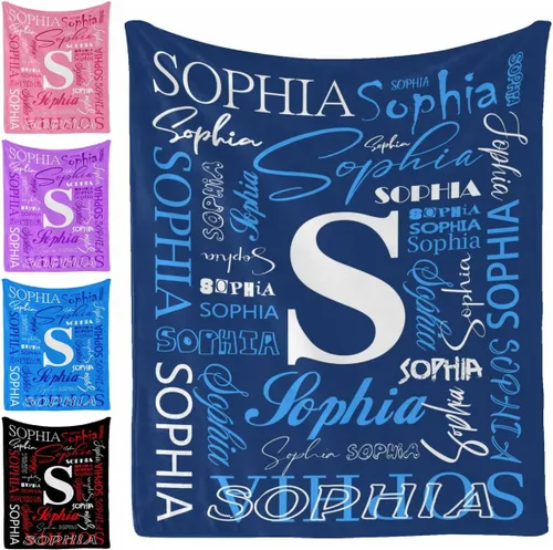 Vista 18 de Manta personalizada, 20 colores para niño y niña, manta con nombre personalizado para niños y adultos, manta de Navidad para niños y niñas