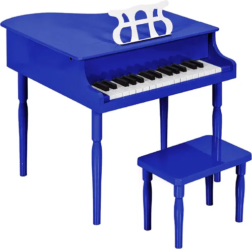 Vista 9 de Grand piano de madera con 30 teclas, juguete para niños color negro con asiento.