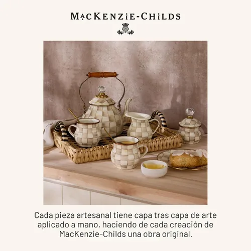Vista 6 de MACKENZIE-CHILDS Hervidor de té, 2 cuartos de galón, marrón y blanco moca a Mocha Check