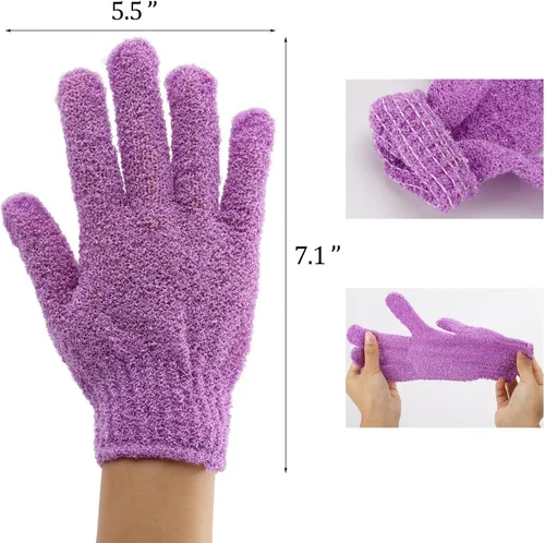 Vista 2 de BTYMS 24 guantes exfoliantes de ducha, guantes exfoliantes de manos, guantes de lavado de lufa para ducha, spa, masajes y exfoliantes corporales