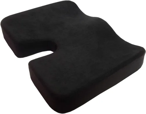 Vista 2 de Cojín para el coxis Kieba, espuma viscoelástica ortopédica, gran almohada para dolor de coxis, la espalda y la ciática, Negro, 1
