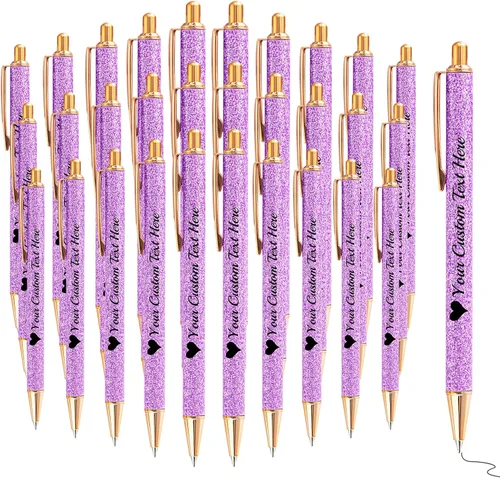 Vista 13 de Bolígrafos con purpurina personalizados con nombre, bolígrafos bonitos y bonitos personalizados, bolígrafos retráctiles de tinta negra, suministros