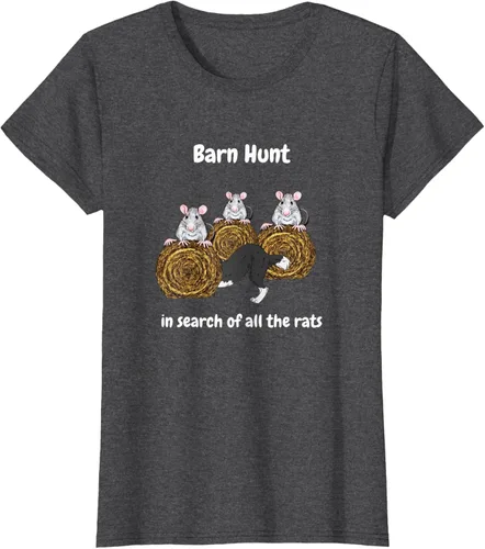 Vista 6 de Funny Barn Hunt - En busca de las ratas con Border Collie Camiseta, Negro