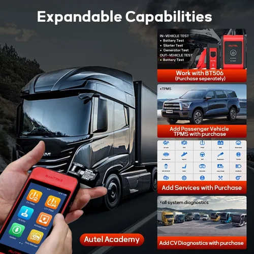 Vista 7 de Autel MaxiTPMS ITS600CV Herramienta TPMS para vehículos comerciales, para camiones remolques, autobuses, activar/leer/programar sensores CVS-A01