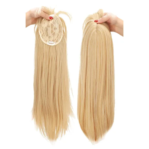 Vista 6 de 19.7 in de cabeza recta para la frente con flequillo grueso, parte media snythetic, clip en el pelo para mujeres, cubierta de pelo fino (25#)
