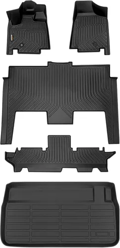 Vista 52 de Alfombrillas para todo tipo de clima y forro de carga para Volkswagen Atlas 2018-2026 (asientos de 6 pasajeros), juego completo de 3 filas