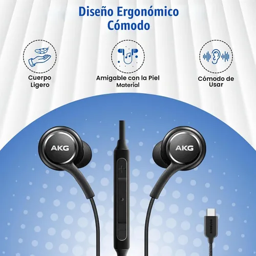 Vista 5 de Auriculares intrauditivos originales Samsung AKG USB-C con micrófono y control remoto, auriculares con cable tipo C para Galaxy S24 S23 S22 S21 S20