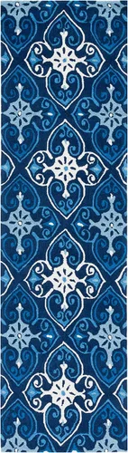 Vista 3 de SAFAVIEH Four Seasons Collection FRS232A - Alfombra de pasillo floral enganchada a mano, 2 pies 3 pulgadas x 8 pies, color azul marino/marfil
