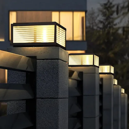 Vista 5 de Luz de poste para exteriores de 12 x 12 pulgadas, luz de columna, lámpara de columna con cable de 110-240 V (12-36 V bombilla de reemplazo), luz