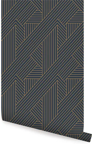 Vista 10 de Simple Shapes Papel tapiz con patrón de parquet entrelazado, despegar y pegar (gris, hoja individual, 2 x 9 pies)