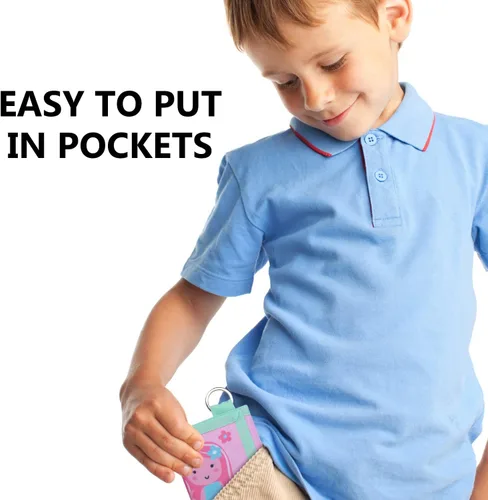 Vista 5 de Carteras infantiles para niñas y niños, billetera de lona triple plegable para exteriores con adhesivo mágico para niños, Sirena