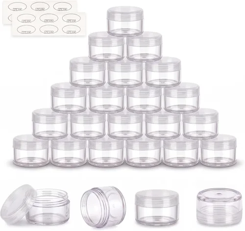 Vista 18 de 5 Gramos Contenedores de Muestra con Tapas, 25 Piezas Mini Contenedores de Maquillaje, Contenedores Cosméticos de Viaje de Plástico Vacío con Negro