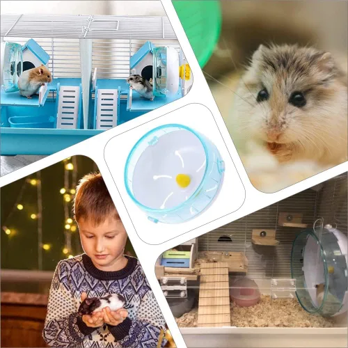 Vista 3 de Rueda de hámster silenciosa – Rueda de ejercicio para hámsters sirios – Rueda giratoria silenciosa para animales pequeños – Hámsters de mascotas