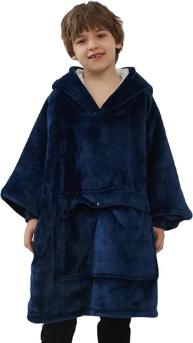 Vista 18 de Manta con Capucha Usable NOUKOW Manta Sherpa de Gran Tamaño Sudadera de Franela con Bolsillo Grande Alphabet