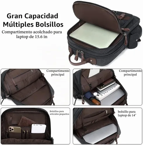 Vista 4 de Mygreen bolsa cruzada de lona, mochila de viaje Verde militar