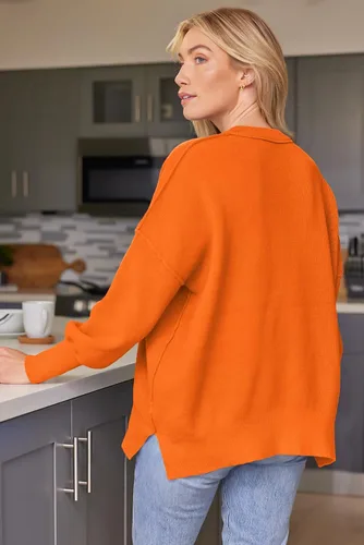 Vista 26 de Lillusory - Suéter extragrande con mangas de murciélago y cuello redondo para mujer, prenda moderna de otoño de tejido de punto sin botones