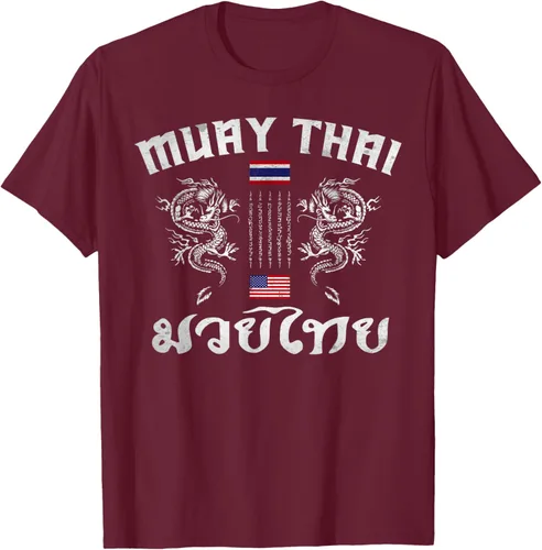 Vista 17 de Camiseta de equipo de entrenamiento de boxeo Muay Thai con bandera estadounidense de Tailandia, Negro, S