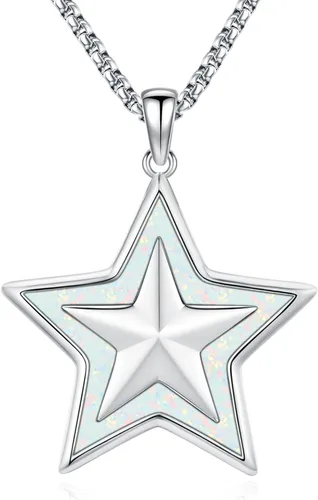 Vista 18 de Eusense Collar de ópalo para mujeres y hombres, joyería de ópalo azul y blanco de plata de ley 925 con dije de ópalo auténtico, regalo