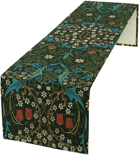 Vista 31 de Camino de mesa con diseño de patas de perro, lindo animal con estampado de patas de cachorro, decoración de fiesta de cumpleaños, casa de campo