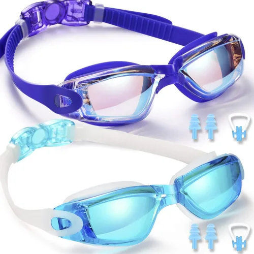 Vista 11 de Gafas de natación, paquete de 2 gafas de natación para adultos, hombres, mujeres, jóvenes, niños