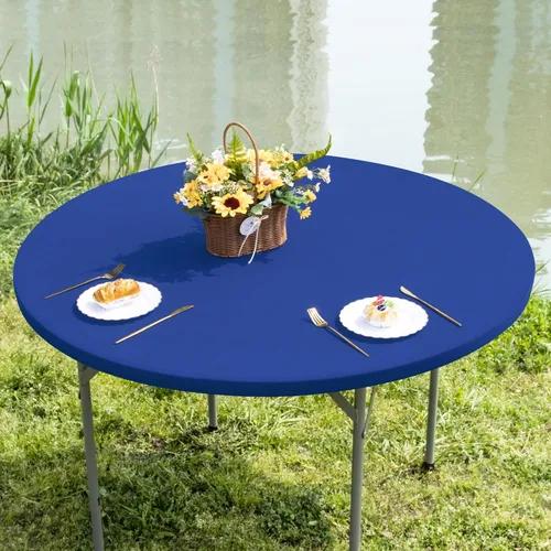 Vista 29 de Mantel de mesa rectangular de 4 pies con ajuste elástico, mantel de elastano elástico de 4 pies para mesas de comedor, para interiores y exteriores