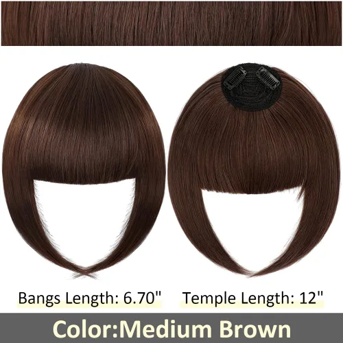 Vista 3 de Flequillo de pelo con clip, flequillo de pelo falso, fleco sintético con sienes, extensiones de cabello para mujer, extensiones de cabello para uso