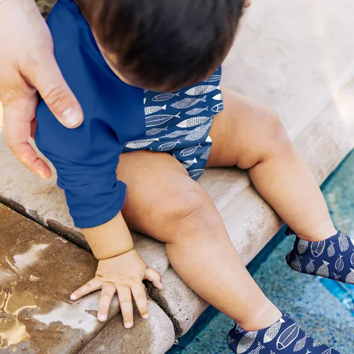 Vista 2 de Eco Pull-Up - Pañal de natación reutilizable para bebés y niños pequeños, Pez azul