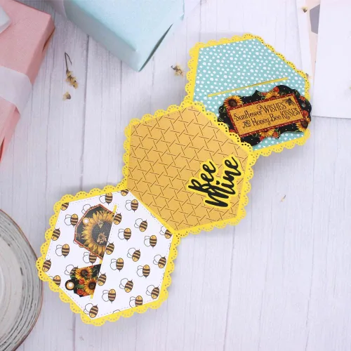 Vista 4 de KSCRAFT Honeycomb Shaker Mini álbum de corte de metal troqueles plantillas para bricolaje Scrapbooking decorativo en relieve DIY tarjeta de papel
