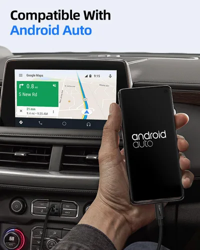 Vista 5 de SUNGUY Cable USB C Android Auto de 0.5 pies/6 pulgadas, 10 Gbps USB C 3.1 Gen 2 Transferencia de datos, cable USB A a USB C CarPlay de carga rápida
