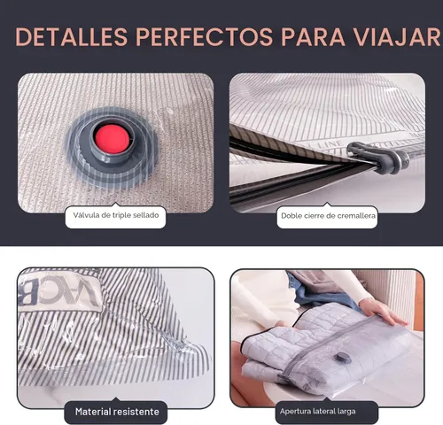 Vista 6 de VMstr Paquete de 9 bolsas de almacenamiento al vacío para viajes, bolsas de ahorro de espacio de tamaño de equipaje de mano para equipaje, ropa
