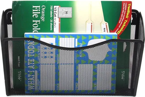 Vista 6 de EASEPRES Organizador de archivos colgante de malla de un solo bolsillo, soporte vertical para archivador de revistas, cesta de montaje, carpeta