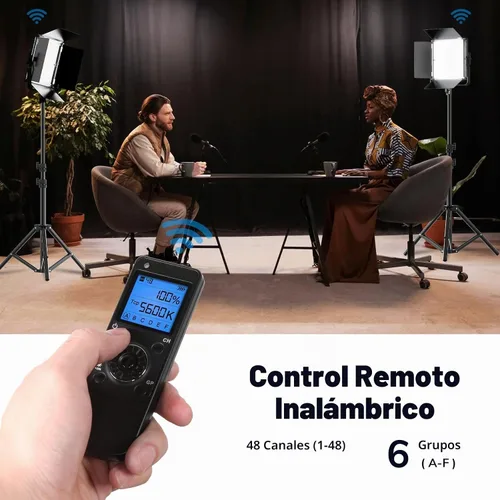 Vista 2 de Pixel K80 Iluminación de fotografía bicolor con control remoto, paquete de 2 unidades de 45 W 3200K-5600K luz de video LED regulable, luz de panel