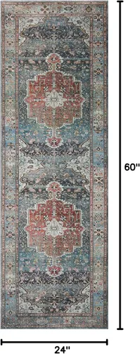 Vista 87 de Loloi Margot - Alfombra de área terracota/laguna de 7'-6" x 9'-6