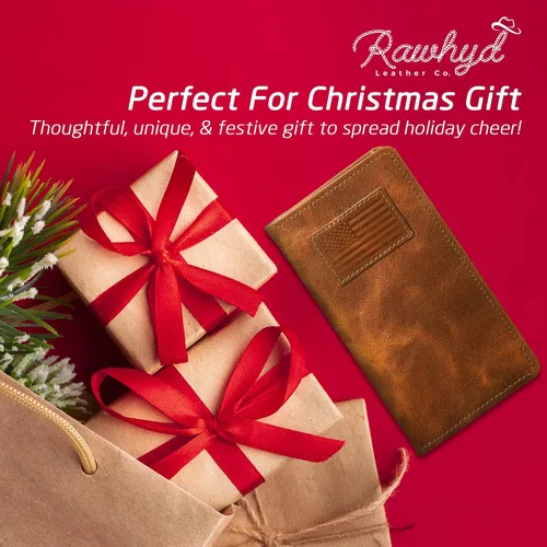 Vista 9 de RAW HYD - Cartera larga de cuero para hombres Funda de chequera doble un gran regalo para hombres