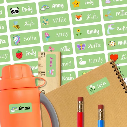 Vista 29 de 128 etiquetas adhesivas de nombre personalizadas para guardería, etiquetas de nombre impermeables personalizadas para niños, suministros escolares