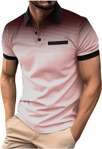 Vista 35 de Mens Shirts Casual Stylish Button Down Short Sleeve Polo Shirt Summer Vacation Shirts Loose Athletic Pullover Tee