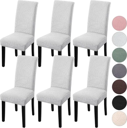 Vista 20 de Fundas para silla de comedor Yisun, fundas elásticas para silla de comedor, funda protectora para silla de comedor, mezcla de poliéster, Beige