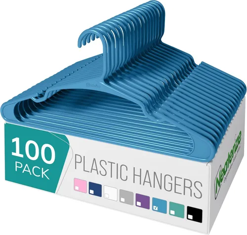 Vista 14 de NEATERIZE Perchas de Ropa de Plástico Paquete de 100 para Adultos - Perchas de Plástico, El Colgador Perfecto para Abrigos y Perchas de Ropa que