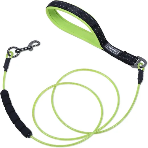 Vista 13 de VIVAGLORY Toughbite - Correa para perro a prueba de mordeduras, no masticable, con mango de tráfico y doble asa para entrenamiento y caminar, metal