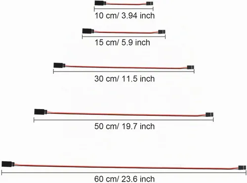 Vista 2 de Tecunite 20 cables de extensión servo de 3 pines, cable de extensión de servo RC hembra a macho, conectores de cable para tablero de control