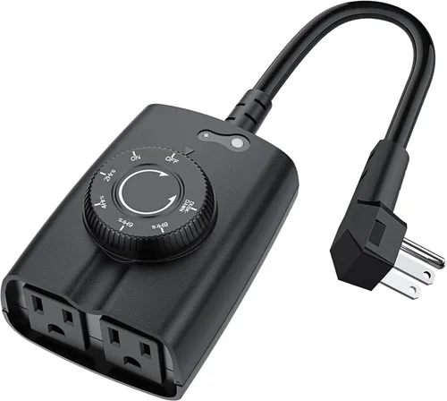 Vista 10 de G-Homa Temporizador mecánico de 24 horas para exteriores, temporizador para exteriores para luces, resistente al agua, 2 salidas a tierra, 15 A 1/2