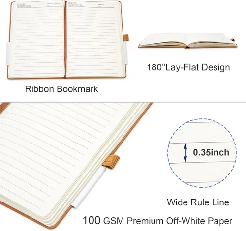 Vista 3 de Paquete de 12 cuadernos rayados, cuadernos A5 de tapa dura de 192 páginas, diario de papel grueso de 100 GSM, 8.3 x 5.7 pulgadas, diarios