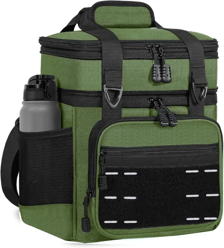 Vista 11 de Bolsa de almuerzo con enfriador - Lonchera táctica aislada para hombres y mujeres - Lonchera grande para adultos, trabajo, al aire libre, turnos