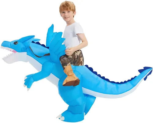 Vista 4 de GOOSH Disfraz inflable de dinosaurio para niños, disfraces de Halloween para niños y niñas, divertido disfraz inflable para fiesta de Halloween
