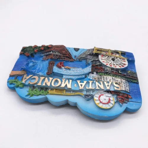 Vista 5 de Santa Monica 3D Los Angeles USA - Imán para nevera y recuerdos de viaje turísticos hechos a mano, resina artesanal, calcomanías magnéticas