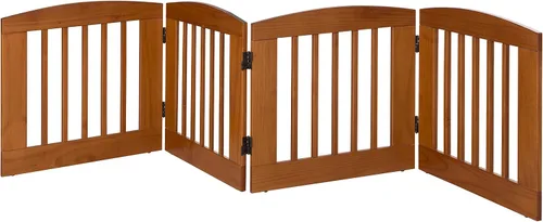 Vista 6 de BarkWood - Puerta independiente de madera para mascotas, expansión de 4 paneles, tamaño mediano, 24 pulgadas de alto, acabado gris