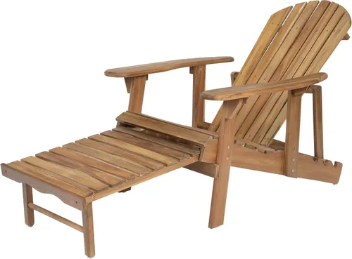 Vista 8 de Sillas Adirondack plegables teñidas naturales, sillas de terraza al aire libre, sillas de patio, con reposapiernas extensible para piscina, Teñido