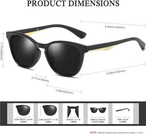 Vista 2 de KANASTAL Gafas de sol polarizadas sin montura semi para hombres y mujeres, montura clásica con montura UV400