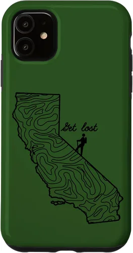 Vista 5 de Funda para iPhone 14 Vintage Hike California Topo Map Senderismo Get Lost Hiker