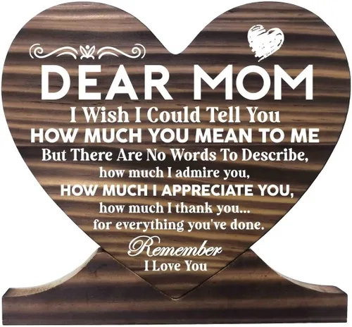 Vista 8 de Letrero de madera con texto en inglés "Thank You Being The Mom You Didn't Have to be and Loving Me As Your Own", placa de madera de regalo, corazón